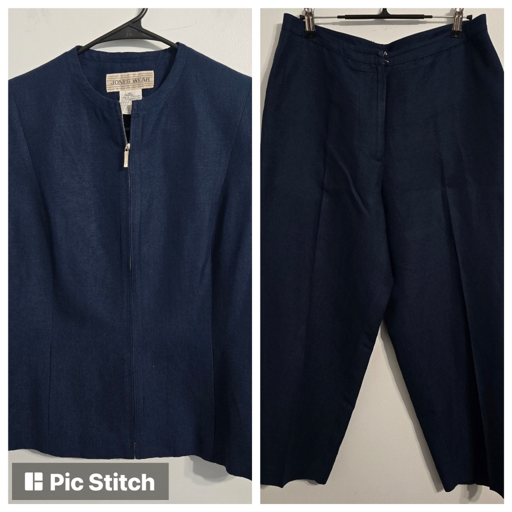 V#24 Jones Wear Size 10 Women's Navy Top And Bottom Set